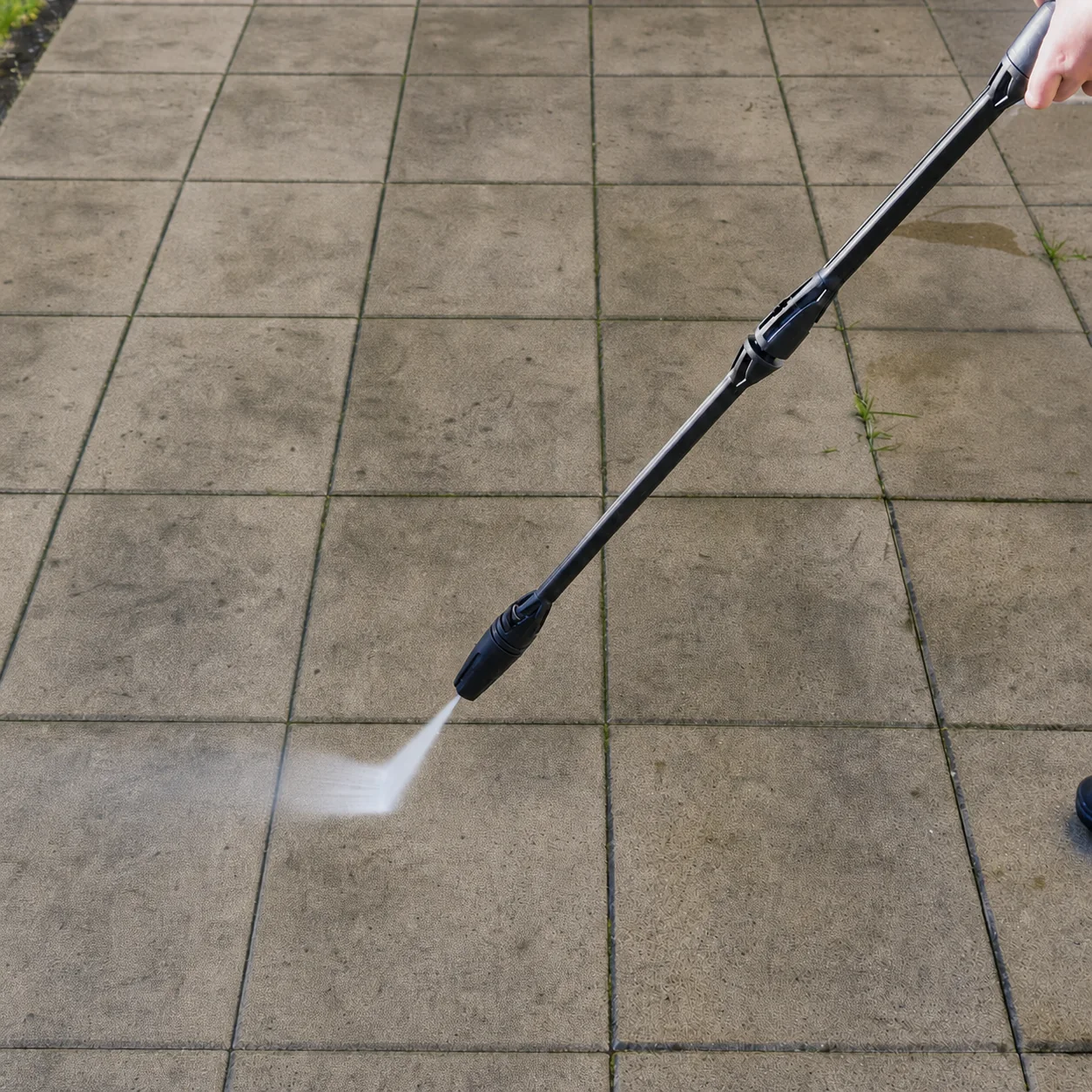 Pavé couvert de saleté avant le nettoyage